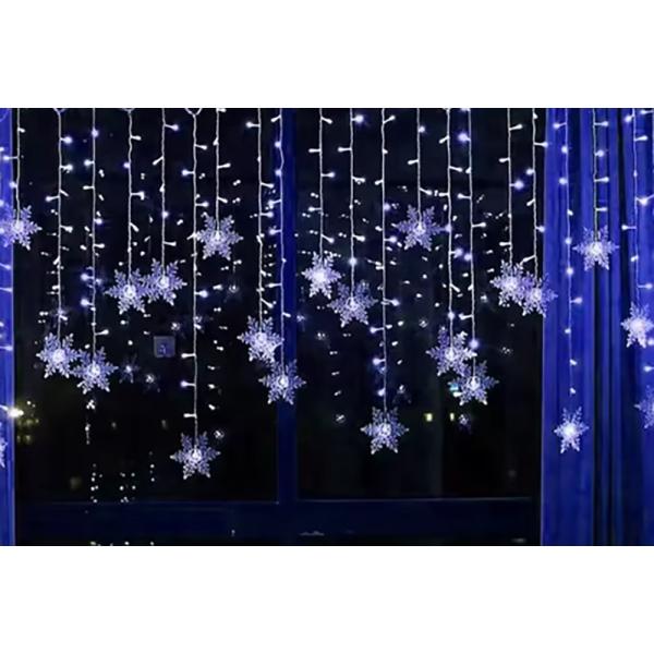 イルミネーション ライト 雪 結晶 クリスマス led 電飾 カーテン クリスマス 飾り オーナメン 青