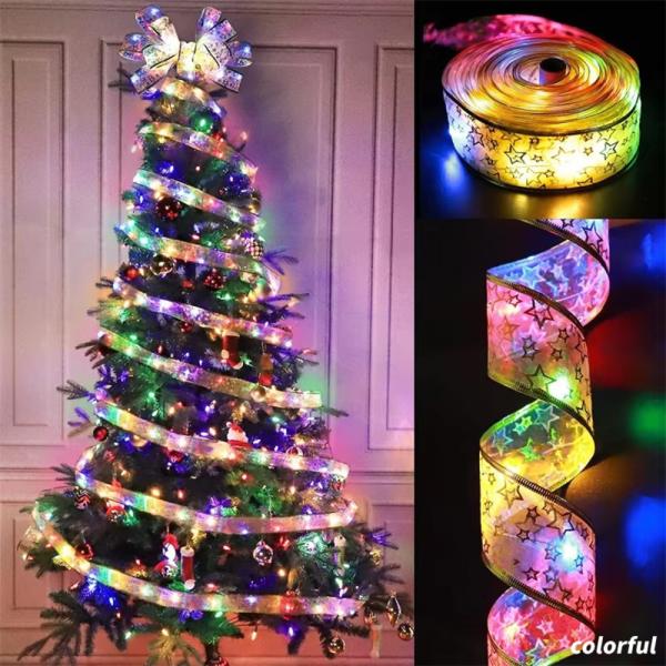 残り在庫数(本日0:00時点)：3colorfulcolorful商品名: クリスマスリボンライト製品タイプ: クリスマス用品LEDライトの色: カラフル素材: ナイロンLEDライトバッテリーボックスサイズ: 500x3.5cm,電圧: 6...