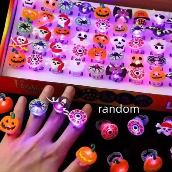 ハロウィン LED 光る 指輪 リング おもちゃ お祭り クリスマス ライト 50個 アクセサリー