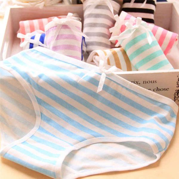 パンツ ショーツ 縞パン レディース ライトブルー コットン ストライプ 下着 パステ light blue