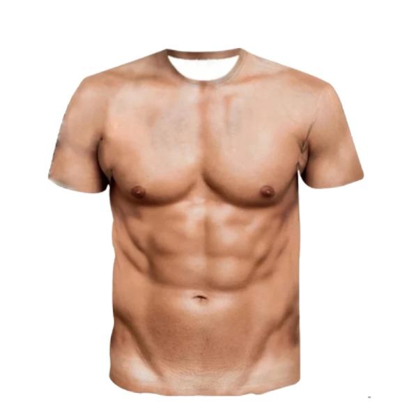 3Dプリント Tシャツ 男女兼用 面白い マッスル 筋肉印刷 仮装 コスプレ パーティー  M M