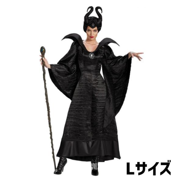 マレフィセント コスプレ ハロウィン 眠れる森の美女 魔女 帽子 ワンピース ブローチ 3点セット  L L