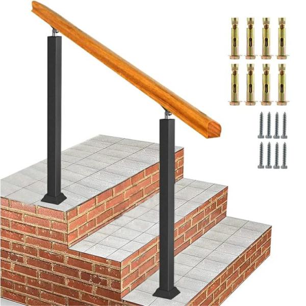 手すり1本、支柱2本セット,8本ステンレス鋼拡張ネジ,8本ステンレス鋼のセルフタッピングねじ,高さ：85cm,柱の色：ブラック，手すりの長さ： 80cm / 100cm 。 手すりブラケットは角度を調整できます。ブラケットは手すりの上に平ら...