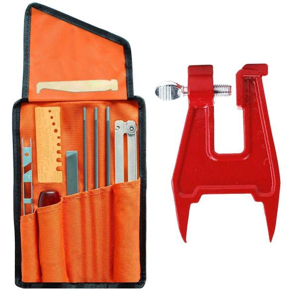 商品仕様10点セットと目立て用クランプ。 丸やすり直径：4.0mm/4.8mm/5.5mm。断面形状：円形。 タイプ：中歯。 カットタイプ：複粒。高品質な材料高分級の炭素鋼を採用しました、硬度が高くて耐久性が良いです。使用しやすい持ち運び・...