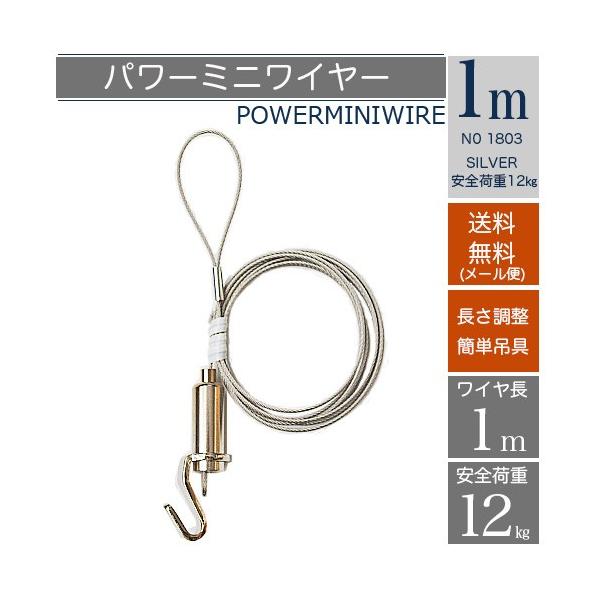 パワーミニワイヤー自在安全荷重１２ｋｇ 長さ１ｍのワイヤーがお手頃価格で　ご家庭用、業務用、ご使用方法も簡単です。