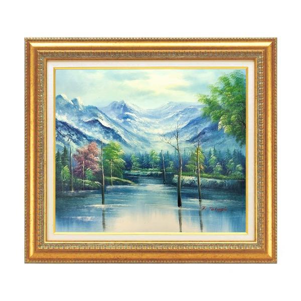 迫力ある大きい油絵 ) 油絵額 F10号サイズ 高木タケシ 「自然の調和  