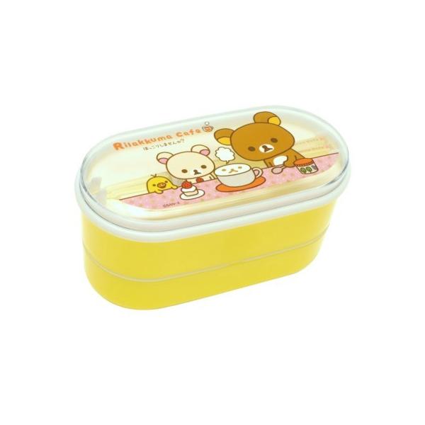 ゴムバンド・はし付の２段ランチボックス。電子レンジ加熱OK！素材：ポリプロピレン製ケース、AS樹脂製フタ、メタクリル樹脂製、ゴムバンド付サイズ：約80×160×80mm