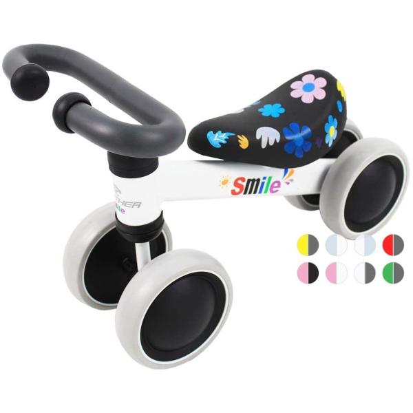 参考年齢：10ヶ月~3歳本体重量：1.9kg推奨最大耐荷重：30kgまで本体寸法：長さ49cm×幅25.5cm×高さ35.5cmタイヤの幅：4cmフレーム材質：スチール製タイヤ材質：高品質なゴム製発泡製シート材質：PVC＋EVA製発泡+環境...