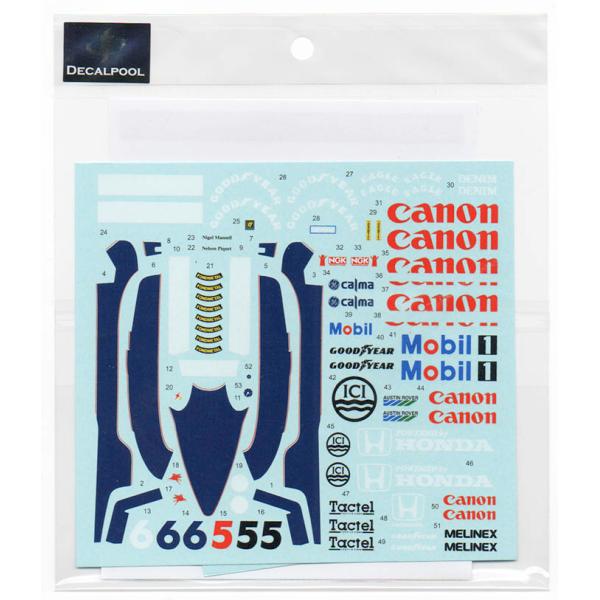 デカールプール DP257 1/20 ウィリアムズ FW11 1986