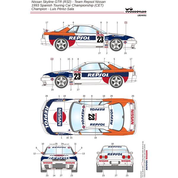 LBプロダクション 24051 1/24 日産 スカイラインGTR (R32) - チームレプソル日産 ? スペインツーリングカーチャンピオンシップ (CET) 1993チャンピオン