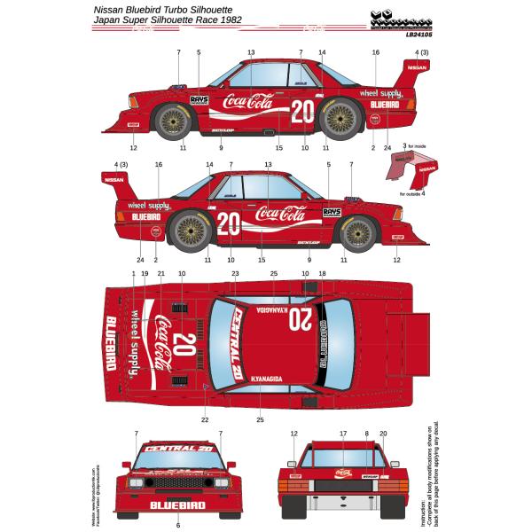 LBプロダクション 24105 1/24 日産 ブルーバード ターボシルエット - 日本スーパーシルエットレース 1982