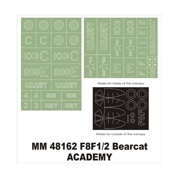 モンテックス MM48162 1/48 F8F1/2 ベアキャット(アカデミー用)マスキングシート(キット付属デカールと置換)