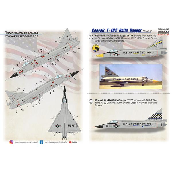 プリントスケール 48-243 1/48 コンベア F-102 デルタダガー プリントスケール 48-243 1/48 コンベア F-102 デルタダガー