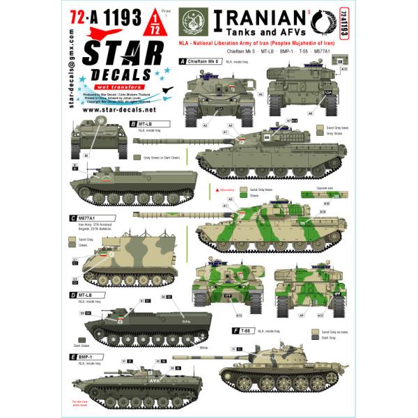 スターデカール 72-A1193 1/72 現用 イラン軍AFV＃3 NLA(イラン民族解放軍/ムジャーヒディーン)
