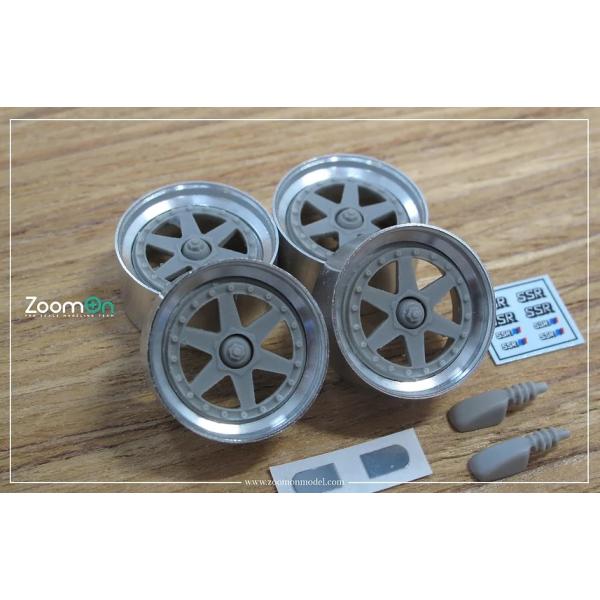 ホイール　ミニチュア　フィギュア　オブジェ ZoomOn ZR064 1/24 17インチ SSR ホイール・ミラー セット (タミヤR32