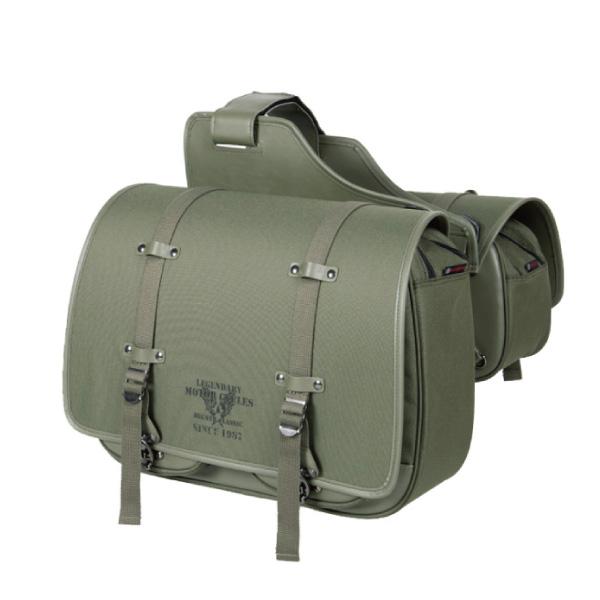 デグナー NB-177 右マフラー対応ナイロンダブルサドルバッグ カーキ 