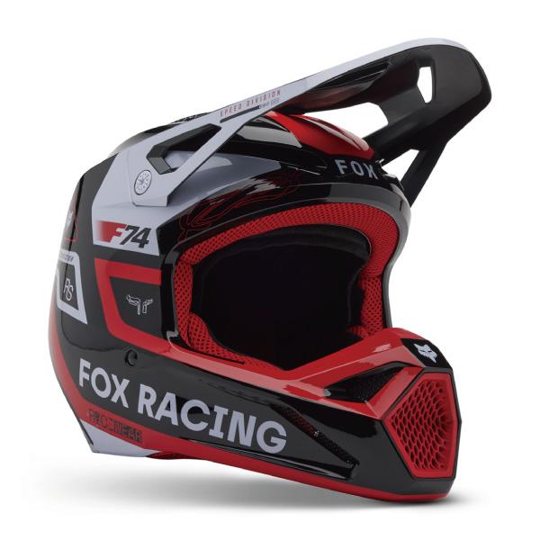美品　FOX V1 ヘルメット レッド オフロード モトクロス バイク フォックス（FOX） FOX YOUTH V1 HELMET レーススペック フローレッド