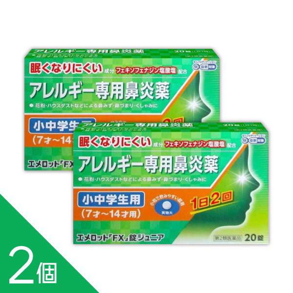 『こども エメロットFXジュニア 20錠 2個セット』 メール便 アレグラFxジュニアと同処方 アレルギー 鼻炎薬 花粉症に 小学生 中学生【第2類医薬品】