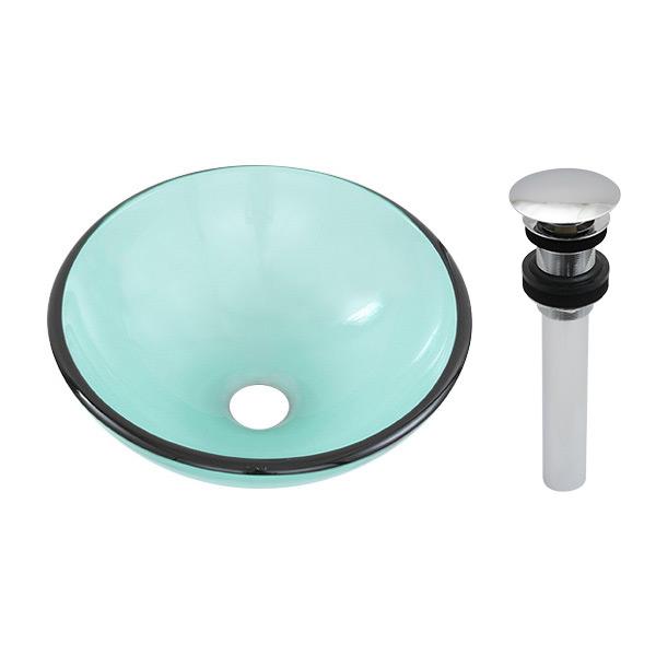 ガラス 洗面ボウル 手洗器 クリアグリーン（SSサイズ φ 300×100