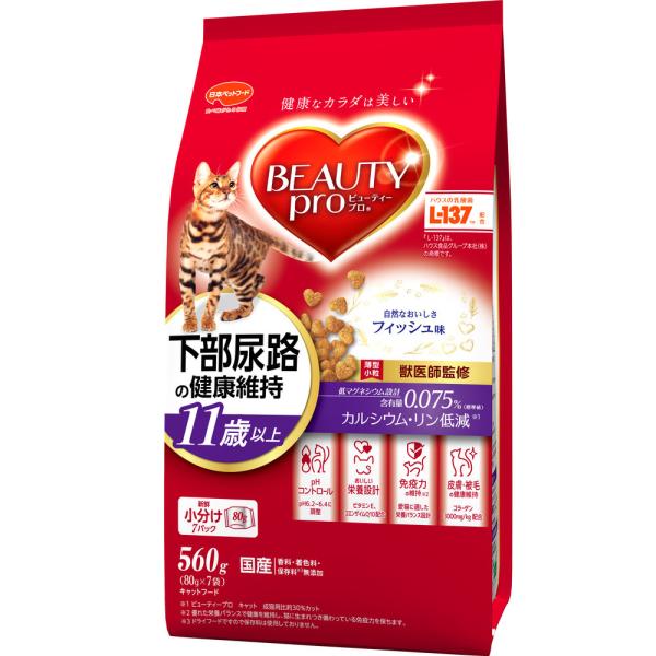 他サイト： 猫ドライフード 2885 日本ペットフード ビューティープロ キャット 下部尿路の健康維持 11歳以上 560g×10袋（5.6kg）の商品画像