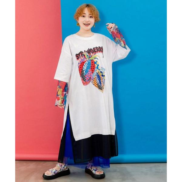 ScoLar ワンピース SALE スカラー 152694 イチゴ柄メッシュ切替