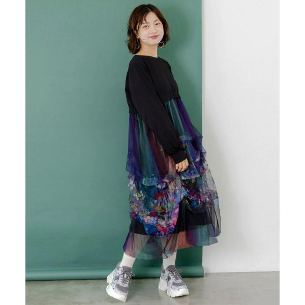 ScoLar（スカラー） ワンピース 153678 2柄展開タック入りチュール