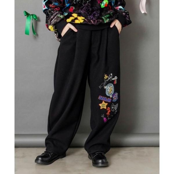 ScoLar（スカラー） パンツ 新作 153765 POP刺繍起毛あったかパンツ