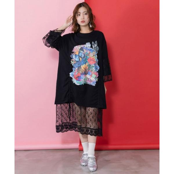 ScoLar（スカラー） チュニック 新作 161620 アート柄レース切替