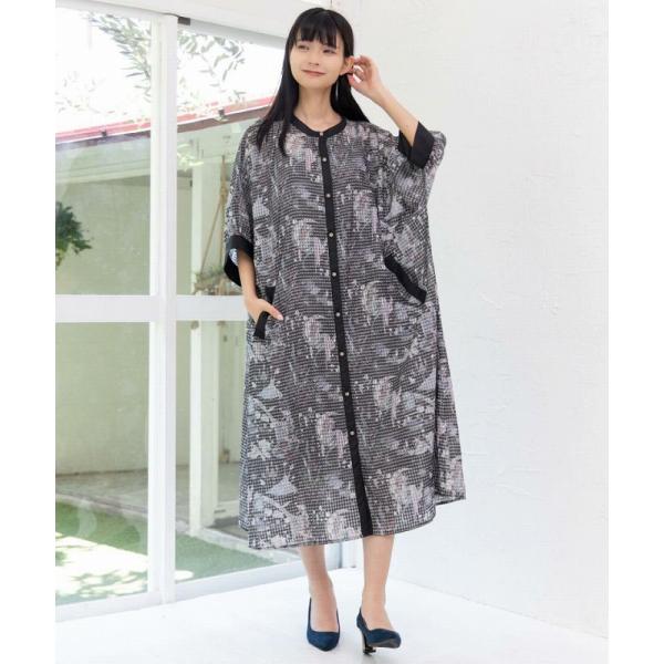 イズスカラー　552252：マーメイドのお部屋柄 総柄前開きワンピース iS ScoLar ワンピース is イズ スカラー 552252 マーメイドの