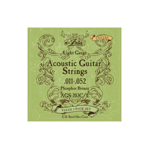 他サイト： ARIA AGS-203C Light Gauge 3セット 11-52 コーティング弦 フォスファーブロンズの商品画像