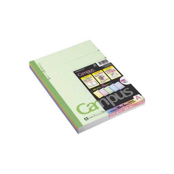 他サイト： キャンパスノート コクヨ キャンパスノートカラー表紙　セミＢ５　罫幅７ｍｍ３０枚　アソート５冊 ノ-3CANX5の商品画像