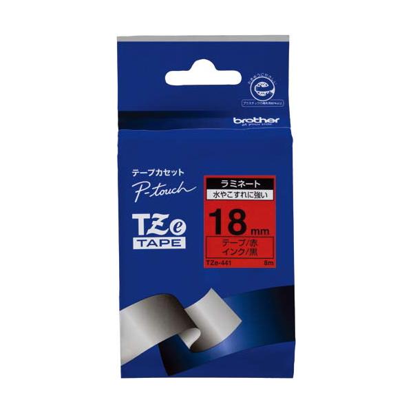 ブラザー工業 ブラザー ピータッチ用TZeテープカセット 赤に黒文字