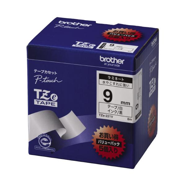 ブラザー工業 ブラザー ピータッチ用TZeテープカセット 白に黒文字