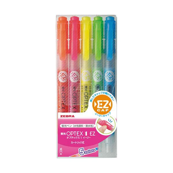 他サイト： 蛍光ペン ゼブラ 蛍光オプテックス１−ＥＺ　５色セット WKS11-5Cの商品画像