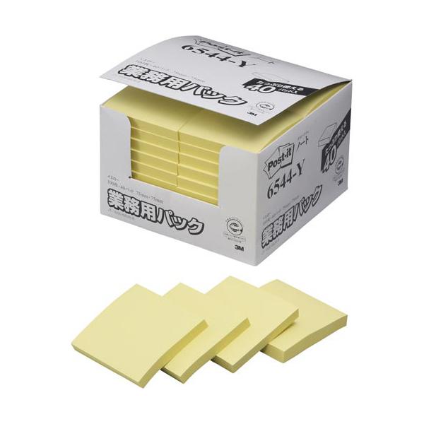 付箋 スリーエム ジャパン ポスト・イット再生紙ノート業務用パック　７５×７５ｍｍ　１００枚×４０　イエロー 6544-Y