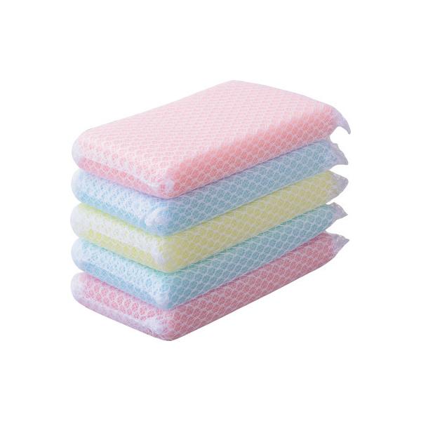 台所用品 大和物産 カラフルメッシュスポンジ　５個入 63531