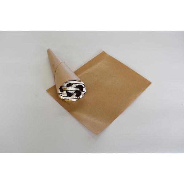 1セット入り数：100枚　 　サイズ　  ：207×255mm　　 材質　　 ：紙/PE　　 特長　　 ：長方形タイプのクレープ用包装紙です。　　　　　　　　クラフト調の無地の紙にラミネート加工が施してあります。