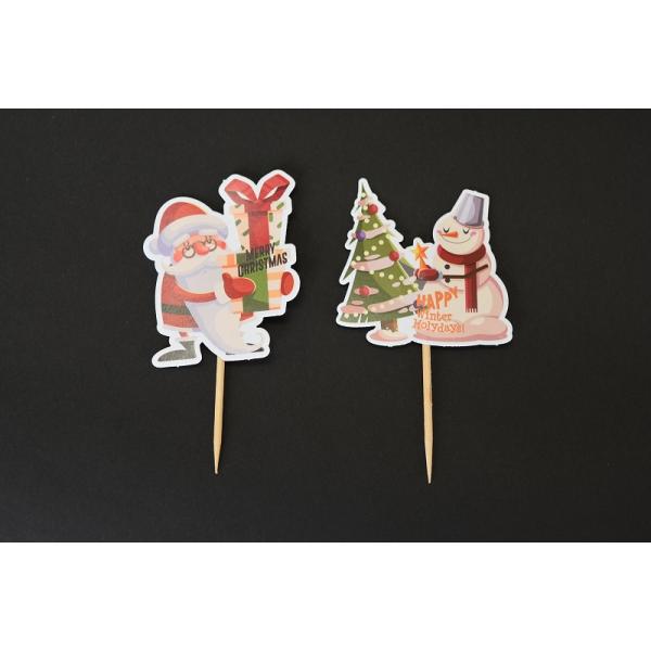 1セット入り数：20枚　 　サイズ　 ：45×50mm（横×縦）※差し込み部除く　　 材質　　 ：紙/木　　 特長　　 ：刺す部分がつまようじになっているピックです。　　　　　　　  ようじなので、ケーキやパンのみならず揚げ物などにもしっか...