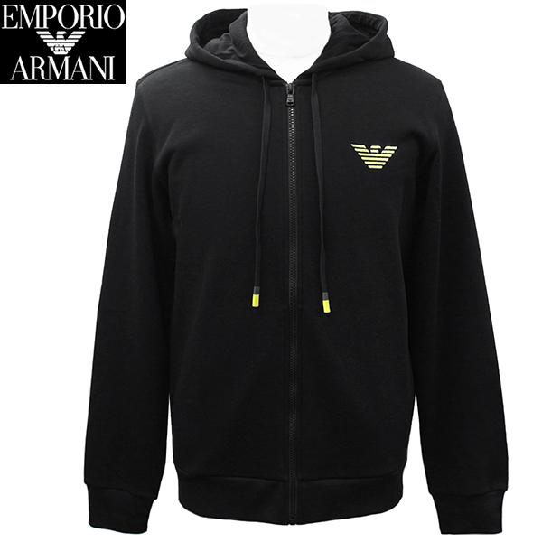 Emporio Armani 黒 ジップアップパーカー EMPORIO ARMANI エンポリオ アルマーニ メンズ パーカー ジップアップ