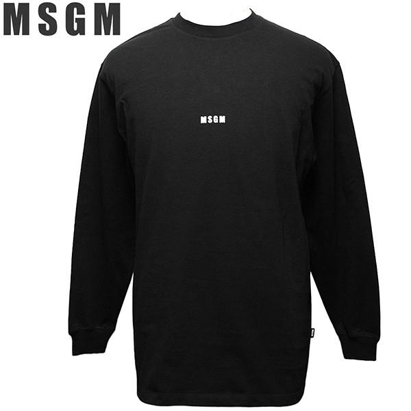 MSGM ブラック ロングTシャツ エムエスジーエム MSGM Tシャツ メンズ ロンT 長袖 ロングカットソー