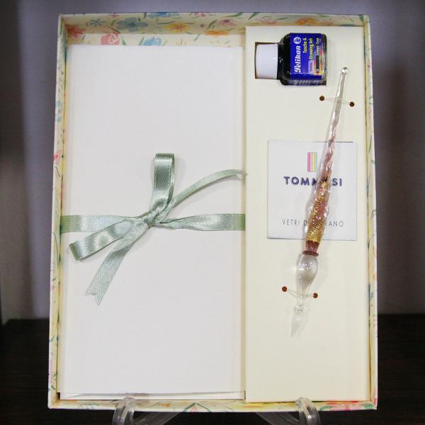 イタリア製 ヴェネチアガラスペン Gold Feather Glass Pen 羽根ペン型 ムラーノガラスペン