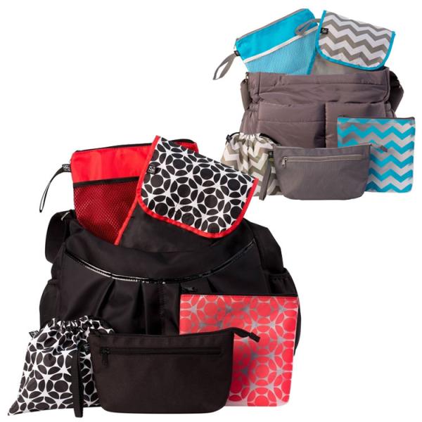 メーカー：J.L.CHILDRESS・ジップ付きバッグ：W25cm×H30.4cm・オムツ入れ：W20cm×H30.4cm(H25cm)×D5cm・アクセサリーポーチ：W25cm×H20cm・ビニールポーチ：W20cm ×H20cm×D2c...