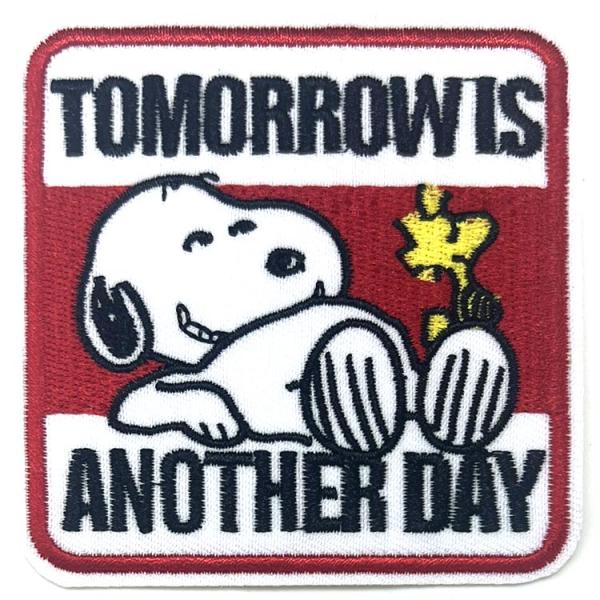 ワッペン スヌーピー ANOTHER DAY 四角 刺繍 アイロン キャラクター パッチ アップリケ SNOOPY