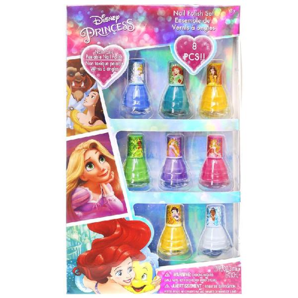 パッケージサイズ(約)：14.5×26×3 (cm)対象年齢：3歳から(メーカー参照)可愛いプリンセスたちのネイルポリッシュ8本セット！※乾くとはがせるタイプで、お水でも落とすことが出来ます。※お子様が誤飲等しないよう、必ず保護者の指導監督...
