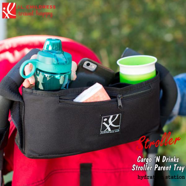 メーカー：J.L.CHILDRESSサイズ：30W×10D×13Hcm材質：ナイロンセット内容：本体　１個仕様用途：ベビーカーオプション ストローラー キャディ オーガナイザー ドリンクホルダー ベビーカー小物入れ 便利ポケット ジョリー ...