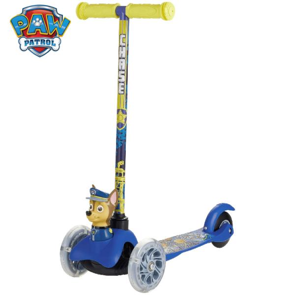 サイズ：本体(約)：L57×W23×H62cm対象年齢：3歳から5歳(33kg)まで(メーカー参照)子供達に大人気のパウパトロールから光るキックスクーター３輪のキックスクーターはスピードが出にくく、転倒しにくい事からはじめてのキックスクータ...
