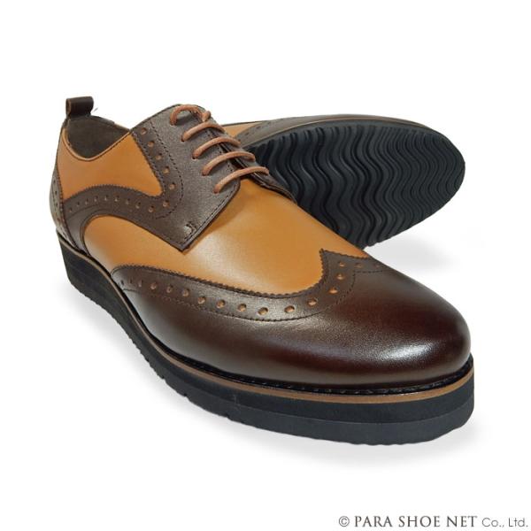 PARASHOE 本革 コンビウィングチップ 厚底ビジネスシューズ（ビジネス