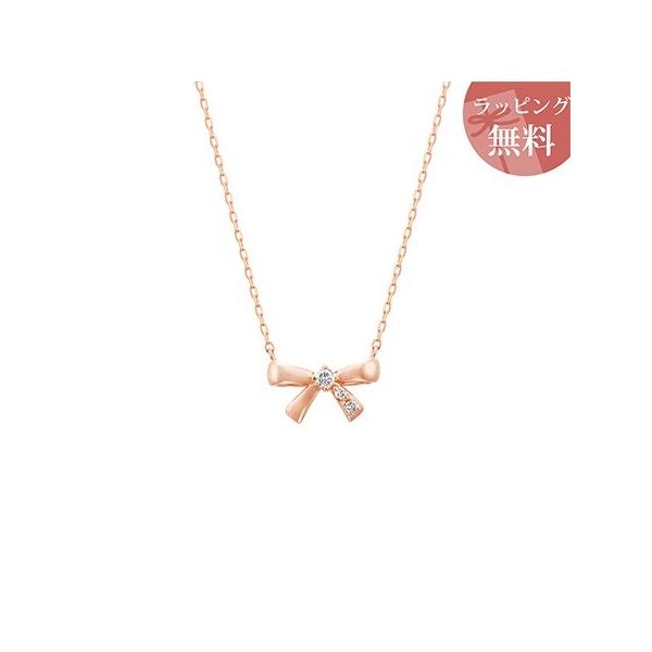 誠実 ヨンドシー ネックレス ダイヤモンド リボンモチーフ K10ピンク