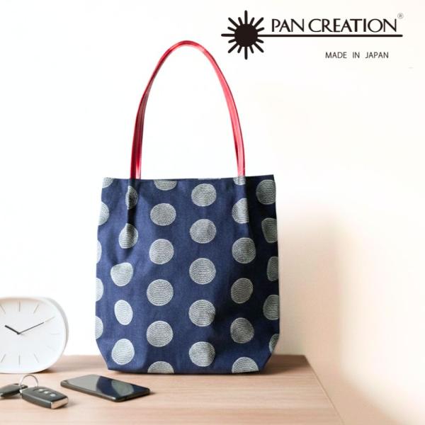 レーヌネイビー ドット 肩掛け バッグ トートバッグ 岡山デニム 日本製