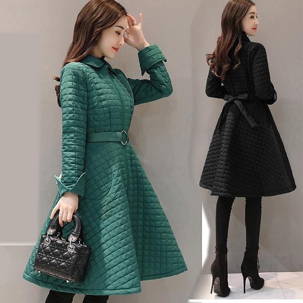 お嬢様コート ワンピースのようなフレアスカートコート キルティング 中綿 ブラック グリーン 後ろリボン 送料無料 Buyee Buyee Jasa Perwakilan Pembelian Barang Online Di Jepang